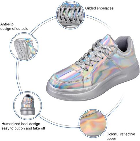 أحذية Padgene النسائية اللامعة ذات الأربطة ذات المنصة أحذية رياضية منخفضة الأعلى من الترتر أحذية تنس سباركلي حجر الراين لحفلات الزفاف أحذية مريحة مبطنة للمشي in Kuwait