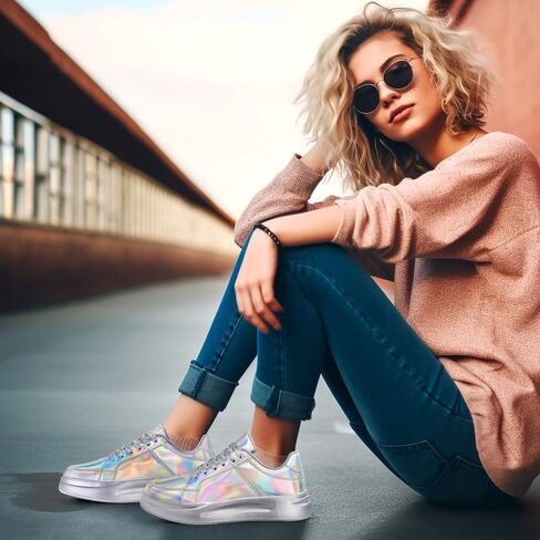 أحذية Padgene النسائية اللامعة ذات الأربطة ذات المنصة أحذية رياضية منخفضة الأعلى من الترتر أحذية تنس سباركلي حجر الراين لحفلات الزفاف أحذية مريحة مبطنة للمشي in Kuwait