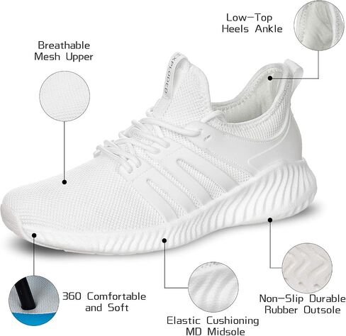 Akk Mens Sneakers Walking Shoes - Memory Foam Athletic Tennis Running Workout Gym Ultra Lightweight Breathable Jogging Sports Shoes Slip on Casual Sneaker in Saudi Arabia