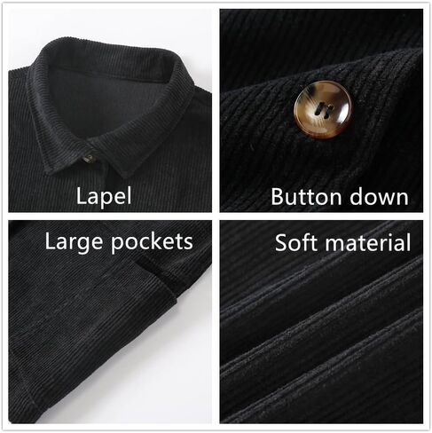 Ladyful Women's Baggy Corduroy Jacket Lapel Long Sleeve Coat Outwear in Saudi Arabia