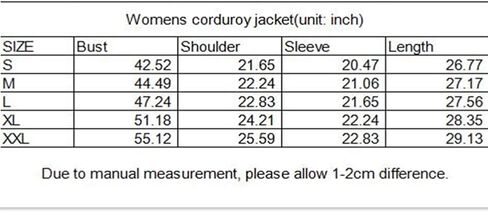 Ladyful Women's Baggy Corduroy Jacket Lapel Long Sleeve Coat Outwear in Saudi Arabia