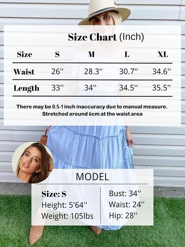 DREFBUFY Women's Boho Elastic High Waist A Line Ruffle Swing Beach Maxi Skirt with Pockets in Saudi Arabia