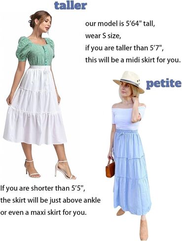 DREFBUFY Women's Boho Elastic High Waist A Line Ruffle Swing Beach Maxi Skirt with Pockets in Saudi Arabia
