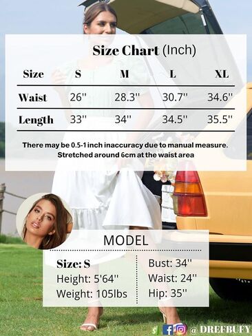 DREFBUFY Women's Boho Elastic High Waist A Line Ruffle Swing Beach Maxi Skirt with Pockets in Saudi Arabia