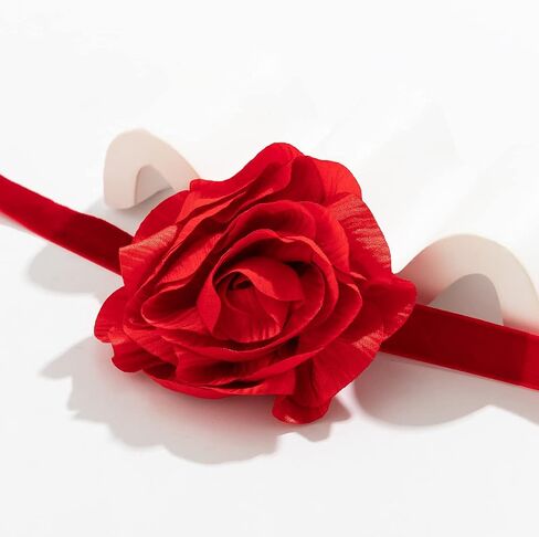 twinkle eye Boho Velvet Collar Choker Necklace 3D Big Rose Flower Necklace Tie Cravat Rose Wristband Necklace Wedding Jewelry Gift For Women Teens Girls in Kuwait