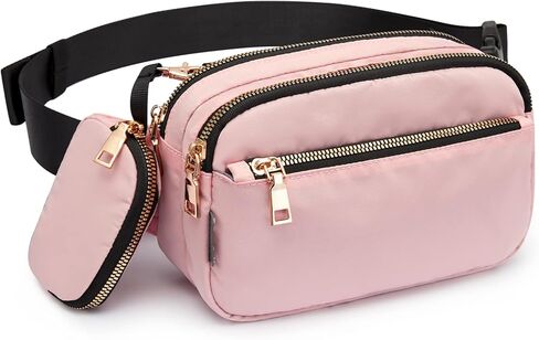 Newshows Fanny Packs للنساء والرجال، حقيبة حزام صغيرة، حقيبة كروس مع جيوب متعددة، حزام خصر صغير قابل للتعديل للسفر والتسوق والمشي لمسافات طويلة والسفر وركوب الدراجات (بيج) in Kuwait