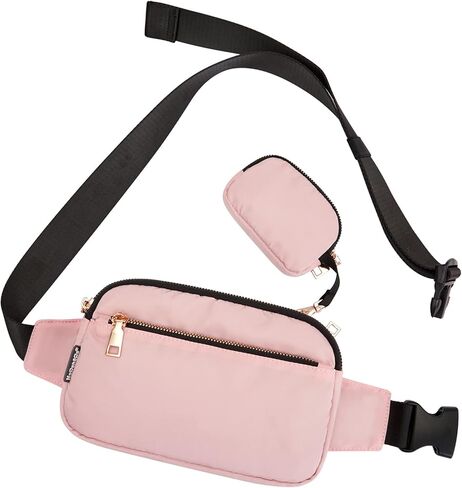 Newshows Fanny Packs للنساء والرجال، حقيبة حزام صغيرة، حقيبة كروس مع جيوب متعددة، حزام خصر صغير قابل للتعديل للسفر والتسوق والمشي لمسافات طويلة والسفر وركوب الدراجات (بيج) in Kuwait