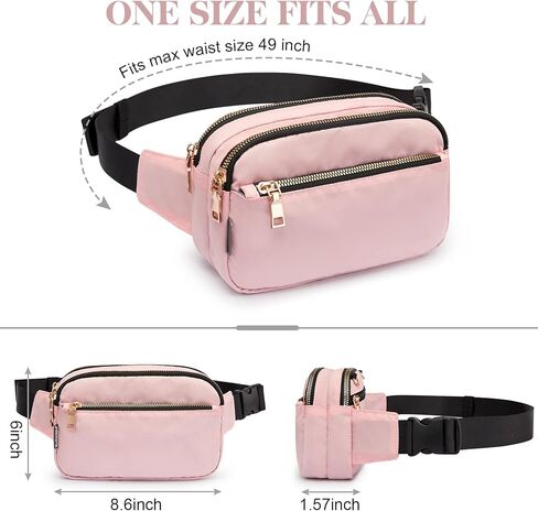 Newshows Fanny Packs للنساء والرجال، حقيبة حزام صغيرة، حقيبة كروس مع جيوب متعددة، حزام خصر صغير قابل للتعديل للسفر والتسوق والمشي لمسافات طويلة والسفر وركوب الدراجات (بيج) in Kuwait