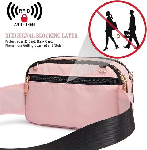 Newshows Fanny Packs للنساء والرجال، حقيبة حزام صغيرة، حقيبة كروس مع جيوب متعددة، حزام خصر صغير قابل للتعديل للسفر والتسوق والمشي لمسافات طويلة والسفر وركوب الدراجات (بيج) in Kuwait