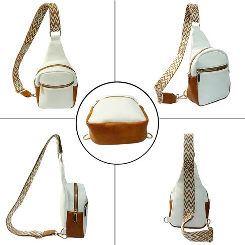 حقيبة حبال للنساء حقيبة كتف كروسبودي فاني باك عصرية من الجلد مع حزام جيتار للسفر (حقيبة حبال باللون الأسود) in Kuwait