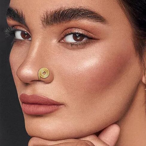 أقراط ضغط KWUNCCI للجُدرات 10 ملم أقراط حلزونية سلك ملفوفة بمشبك على الأقراط من الفولاذ المقاوم للصدأ غير مثقوبة أقراط الأذن الأصفاد حلقة الأنف وهمية هوب ثقب فو للرجال النساء المجوهرات in Kuwait