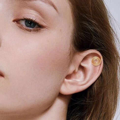 أقراط ضغط KWUNCCI للجُدرات 10 ملم أقراط حلزونية سلك ملفوفة بمشبك على الأقراط من الفولاذ المقاوم للصدأ غير مثقوبة أقراط الأذن الأصفاد حلقة الأنف وهمية هوب ثقب فو للرجال النساء المجوهرات in Kuwait