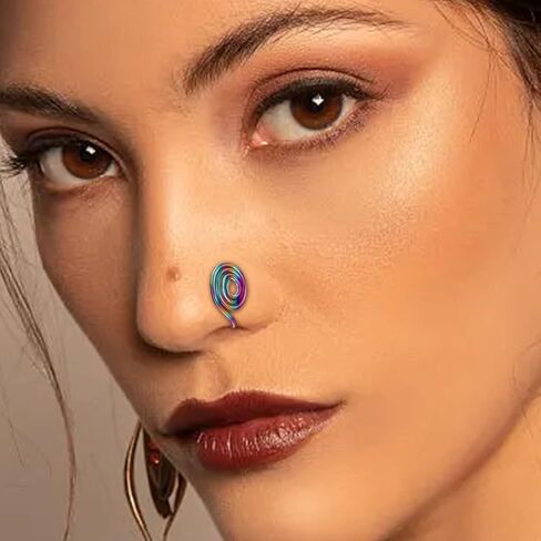 أقراط ضغط KWUNCCI للجُدرات 10 ملم أقراط حلزونية سلك ملفوفة بمشبك على الأقراط من الفولاذ المقاوم للصدأ غير مثقوبة أقراط الأذن الأصفاد حلقة الأنف وهمية هوب ثقب فو للرجال النساء المجوهرات in Kuwait