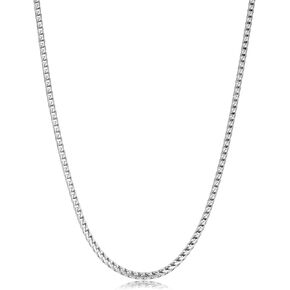 ARGENTO REALE Sterling Silver 2.5MM-5MM Solid Franco Chain Necklace, Round Box Link Chain, Rhodium Necklace, Sterling Silver Necklace 18-30 in Kuwait