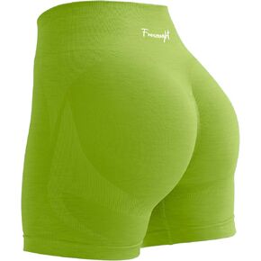 فريسووغت شورت لراكبي الدراجات النارية في صالة الألعاب الرياضية للنساء للتحكم في البطن بخصر عالٍ بدون خياطة ومؤخرة يوغا غنيمة من الألياف اللدنة in Kuwait