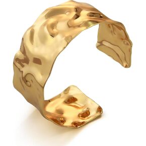 PIVOACE Gold Hammered Bracelet Chunky Gold Bangle Open Wide Cuff Bracelets For Women Minimalist Jewelry Christmas Gifts for Women in Kuwait