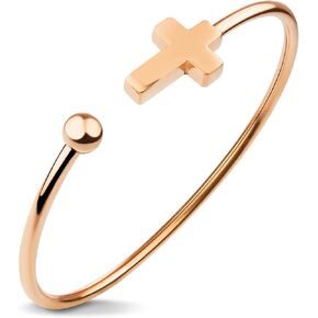 555Jewelry الفولاذ المقاوم للصدأ الصليب رمز الدينية المفتوحة الكفة الإسورة سوار in Kuwait