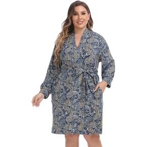 Women Knit Robe Plus Size Kimono Modal Bathrobe Lightweight Maternity Nightwear Comfy Loungewear Soft Sleepwear
