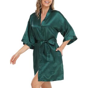 VOGMATE Women's Satin Short Robes for Bridesmaid Bride Wedding Party Bathrobe Soft Loungewear for Ladies Floral/Pure Color