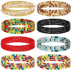 8 قطع من خرز الخصر 23-50 بوصة من Honsny للنساء، خرز الخصر الأفريقي بالإضافة إلى حجم طبقات البطن وسلسلة بيكيني الخصر مجوهرات للنساء والفتيات in Kuwait