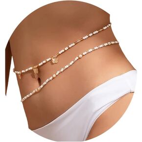 Beads Waist Bikini Chain Gold Boho Butterfly Belly Chains Layered Body Chain Beach Tassel Stretchy Stomach Jewelry for Women in Saudi Arabia