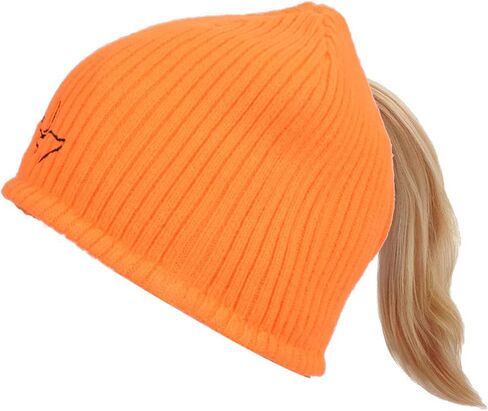 قبعة EDTREK للنساء قابلة للعكس مع فتحة ذيل الحصان - قبعة شتوية من الصوف المقاوم للرياح وقبعات صيد برتقالية, One Size in Kuwait