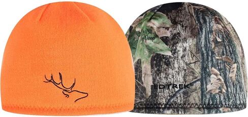 قبعة EDTREK للنساء قابلة للعكس مع فتحة ذيل الحصان - قبعة شتوية من الصوف المقاوم للرياح وقبعات صيد برتقالية, One Size in Kuwait