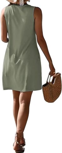 Pleated Front Summer Dresses for Women 2025 Casual Beach Floral Print Sundress Boho Tank Dress in Kuwait