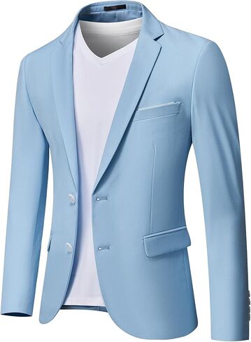 MY'S Men's Slim Fit Blazer, Two Button Casual Lightweight Jacket, Sport Coat for Daily in Kuwait