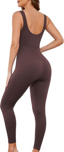 AUACDIY Women Workout Yoga Jumpsuit Sleeveless Bodycon Scoop Neck Exercise Romper Seamless Full Length Jumpsuits in Saudi Arabia
