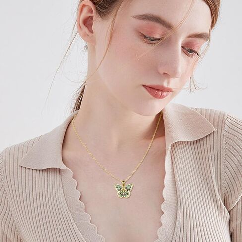 URONE Butterfly Pendant Necklace for Women Girls Sterling Silver Butterfly Jewelry Gift in Kuwait
