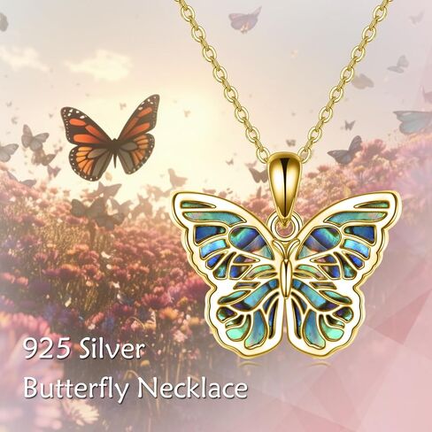 URONE Butterfly Pendant Necklace for Women Girls Sterling Silver Butterfly Jewelry Gift in Kuwait