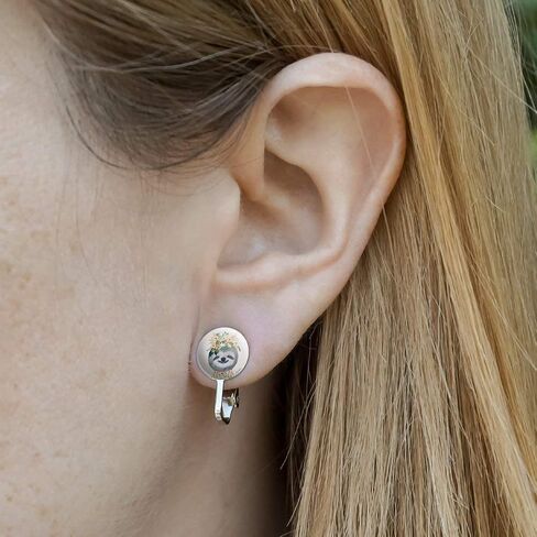Happy Sloth Flowers in Hair Novelty Clip-On Stud Earrings in Saudi Arabia