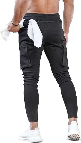 DIOTSR Men's Cargo Workout Jogger Pants, Camo Slim fit Tapered Sweatpants for Men, Running Track Pants with Zipper Pockets in Kuwait