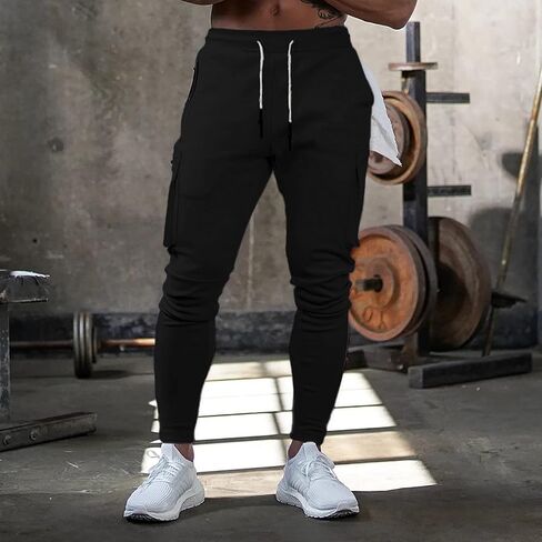 DIOTSR Men's Cargo Workout Jogger Pants, Camo Slim fit Tapered Sweatpants for Men, Running Track Pants with Zipper Pockets in Kuwait
