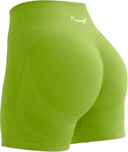 FRESOUGHT Workout Gym Biker Shorts Women Tummy Control High Waisted Seamless Scrunch Butt Yoga Booty Spandex Shorts in Kuwait