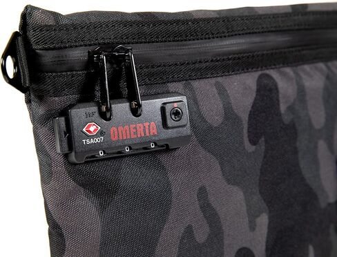 DIME BAGS Omerta Collector with Lock | Carbon Filter Pouch | Internal Organization and TSA-Approved 3-Digit Combination Lock (12 Inch, Camo) in Saudi Arabia