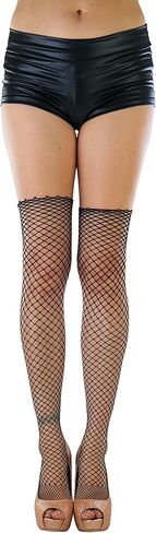 ToBeInStyle Women's Seductive Punk Rock Basic Unfinished Rawedge Fishnet Thigh Highs in Saudi Arabia
