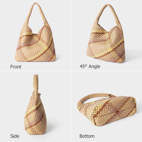 Joryin Woven Tote Bag with Purse for Women, Vegan Leather Hand Woven Shoulder Top-handle Bag, Handmade Knotted Woven Handbag in Kuwait