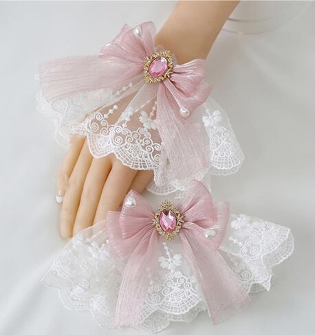 Japanese Sweet Princess Lolita Lace Wrist Cuffs for Women Teens Wedding Tea Party Bracelets Cuff in Kuwait