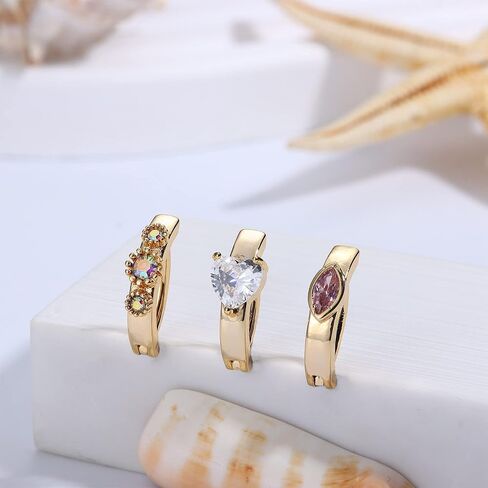 FINREZIO 9PCS 14G Clicker Belly Button Rings for Women Surgical Steel Cute Cubic Zirconia Butterfly Evil Eye Heart Clicker Belly Rings Reverse Navel Rings Summer Body Piercing Jewelry in Kuwait