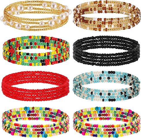 8 قطع من خرز الخصر 23-50 بوصة من Honsny للنساء، خرز الخصر الأفريقي بالإضافة إلى حجم طبقات البطن وسلسلة بيكيني الخصر مجوهرات للنساء والفتيات in Kuwait