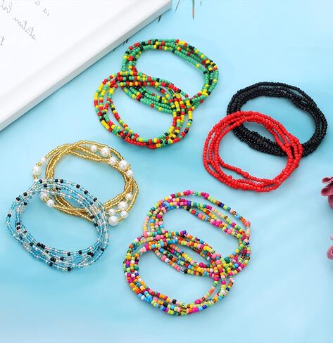 8 قطع من خرز الخصر 23-50 بوصة من Honsny للنساء، خرز الخصر الأفريقي بالإضافة إلى حجم طبقات البطن وسلسلة بيكيني الخصر مجوهرات للنساء والفتيات in Kuwait