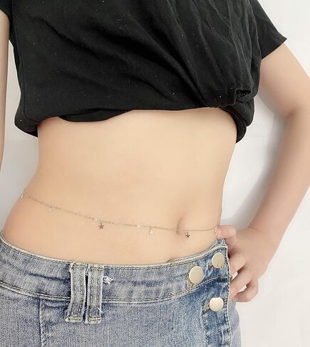 S925 الفضة الاسترليني حزام الخصر مثير البطن سلسلة قابل للتعديل سحر الجسم سلسلة مجوهرات in Kuwait