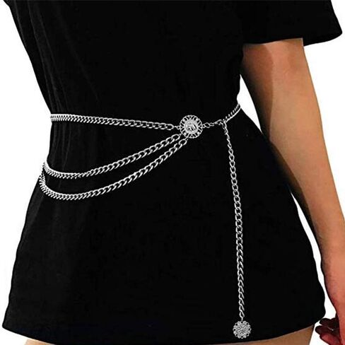 Anglacesmade Body Chain Metal Link Multilayer Waist Chain Coin Charm Pendant Waist Belt Prom Party Festival Belly Dancer Jewelry for Women and Girls in Saudi Arabia