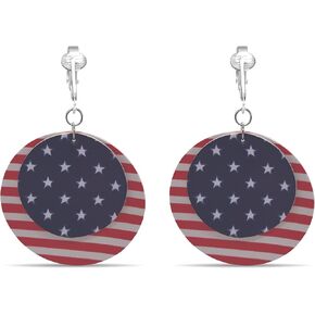 Aloha Earrings American Flag Clip Earrings-USA Flag Clip Earrings-Star Clip Earrings-Fourth 4th of July Clip Earrings