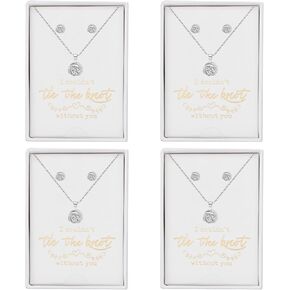 DHQH طقم من الحلقان لوصيفة العروس مكون من 4/6 لهدايا هدايا وصيفة العروس في يوم الزفاف طقم مجوهرات من أقراط اللؤلؤ للنساء in Kuwait