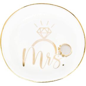 XuoAz Mrs Ceramic Jewelry Trinket Dish Tray, Decorative Trinket Tray Holder for Ring Necklace Earring Key Gift for Women her Engagement Wedding Motherdays - Day Girls Gift in Saudi Arabia