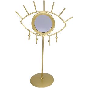 RANNYOZIO Jewelry Organizer Holder Jewelry Tower Metal Evil Eye Jewelry Stand Display Hanging Jewelry Rack Necklace Earring Holder with A Samll Mirror for Women Girls(Black)