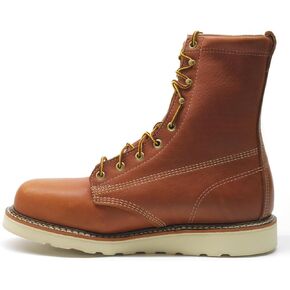 Thorogood American Heritage 8" Steel Toe Work Boots for Men - Full-Grain Leather with Round Toe, Slip-Resistant Wedge Outsole and Comfort Insole; EH Rated